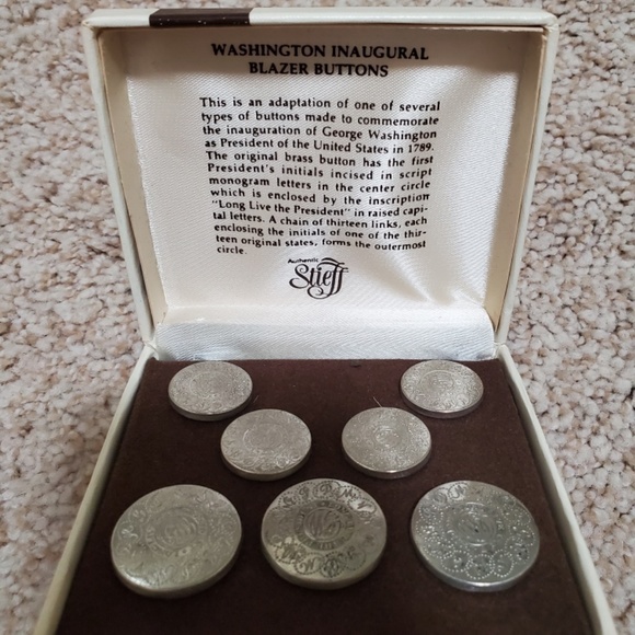 NWOT! Antique Stieff Pewter George Washington Inaugural Blazer Buttons - Picture 1 of 6